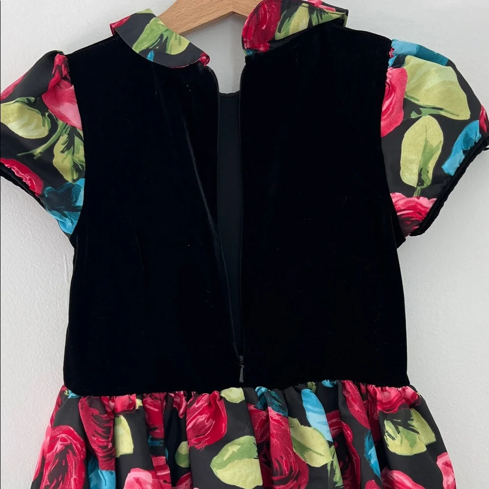 The Children's Place | Black Velvet Top Floral Ballon Dress Size 4T